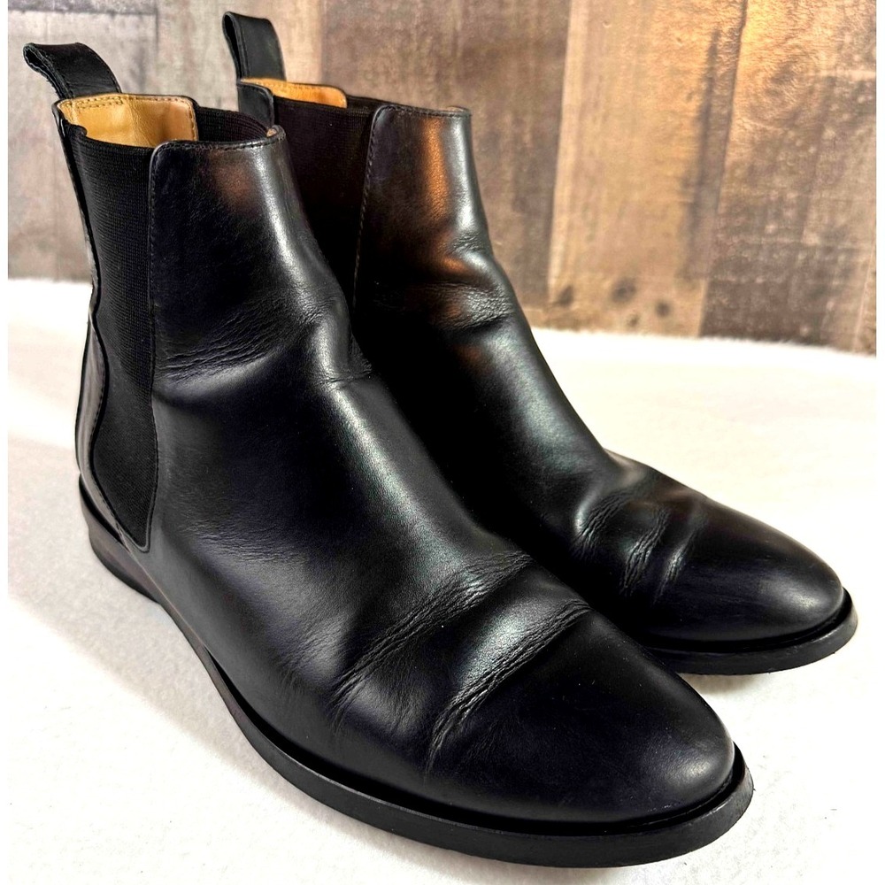 Everlane Chelsea Boots Womens 8 Black Leather Made Italy Pull On Ankle Boot